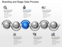 Six staged banding and gate process diagram powerpoint template slide