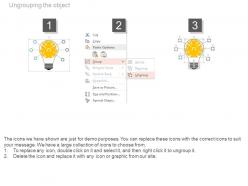 Six staged bulb with brain diagram powerpoint slides