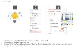 Six staged bulb with brain diagram powerpoint slides