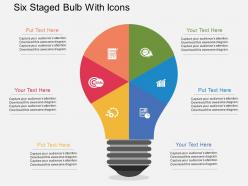Six staged bulb with icons flat powerpoint desgin