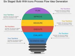 Six staged bulb with icons process flow idea generation flat powerpoint desgin
