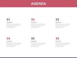 Six staged business agenda analysis powerpoint slides