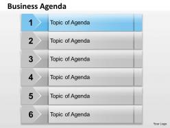 Six staged business agenda text boxes 0214