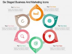Six staged business and marketing icons flat powerpoint design
