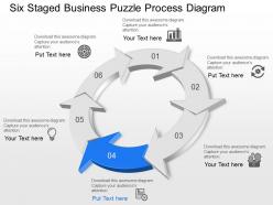 Six staged business puzzle process diagram powerpoint template slide