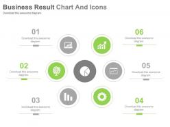 Six Staged Business Result Charts And Icons Powerpoint Slides
