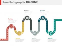 Six staged business roadmap timeline powerpoint slides