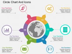 Six staged circle chart and icons ppt presentation slides