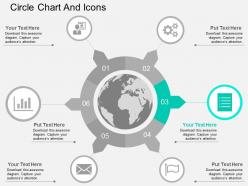 Six staged circle chart and icons ppt presentation slides