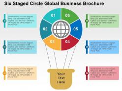 Six staged circle global business brochure flat powerpoint design