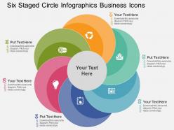 Six staged circle infographics business icons flat powerpoint design
