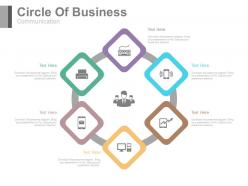 Six staged circle of business communication flat powerpoint design