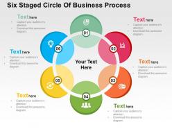 Six staged circle of business process flat powerpoint design