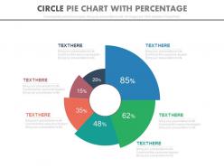 Six staged circle pie chart with percentage powerpoint slides
