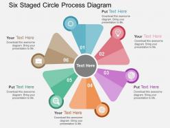 Six staged circle process diagram flat powerpoint design