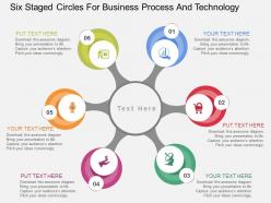 Six staged circles for business process and technology flat powerpoint design