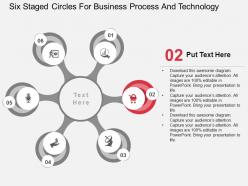 Six staged circles for business process and technology flat powerpoint design