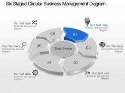 Six staged circular business management diagram powerpoint template slide