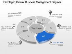 Six staged circular business management diagram powerpoint template slide