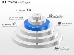 Six staged circular process diagram with icons powerpoint template slide