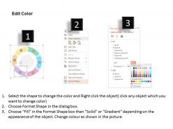 Six staged circular process for data flow flat powerpoint design