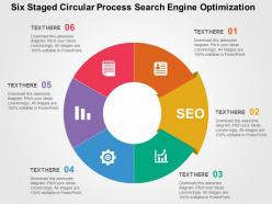 Six staged circular process search engine optimization flat powerpoint design