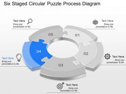 Six staged circular puzzle process diagram powerpoint template slide