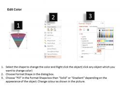 Six staged colored funnel diagram with icons flat powerpoint design