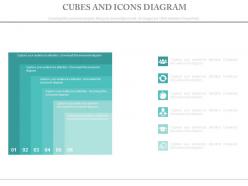 Six staged cubes and icons diagram powerpoint slides