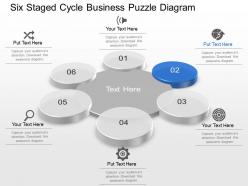 Six staged cycle business puzzle diagram powerpoint template slide