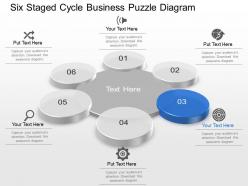Six staged cycle business puzzle diagram powerpoint template slide