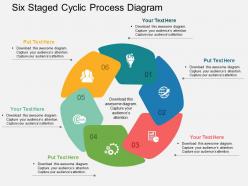 Six staged cyclic process diagram flat powerpoint design