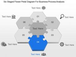 Six staged flower petal diagram for business process analysis ppt template slide