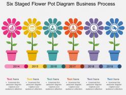 Six staged flower pot diagram business process flat powerpoint design