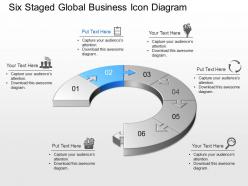 Six staged global business icon diagram powerpoint template slide