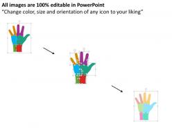 Six staged hand diagram with business icons flat powerpoint design