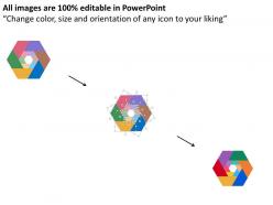 Six staged hexagon cycle diagram data representation flat powerpoint design
