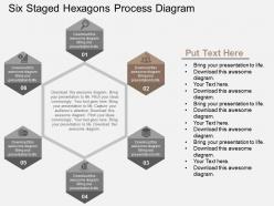 Six staged hexagons process diagram flat powerpoint design