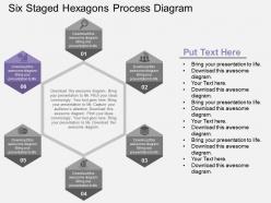 Six staged hexagons process diagram flat powerpoint design