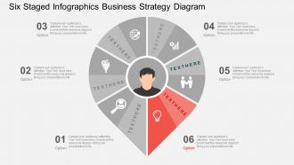 Six staged infographics business strategy diagram flat powerpoint design