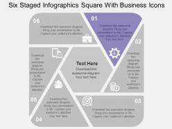 Six staged infographics square with business icons flat powerpoint design