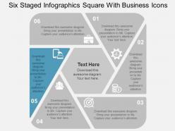 Six staged infographics square with business icons flat powerpoint design