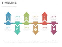 Six Staged Linear Timeline Arrow Year Diagram Powerpoint Slides