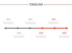 Six Staged Linear Timeline For Year Based Success Milestones Powerpoint Slides