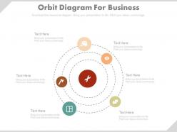 Six staged orbit diagram for business powerpoint slides