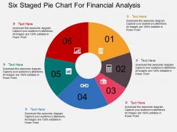 Six staged pie chart for financial analysis flat powerpoint design