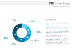 Six staged pie chart with icons for business data powerpoint slides