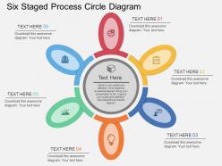 Six staged process circle diagram flat powerpoint desgin