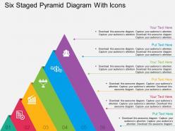 Six Staged Pyramid Diagram With Icons Flat Powerpoint Design