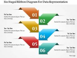 Six staged ribbon diagram for data representation powerpoint template